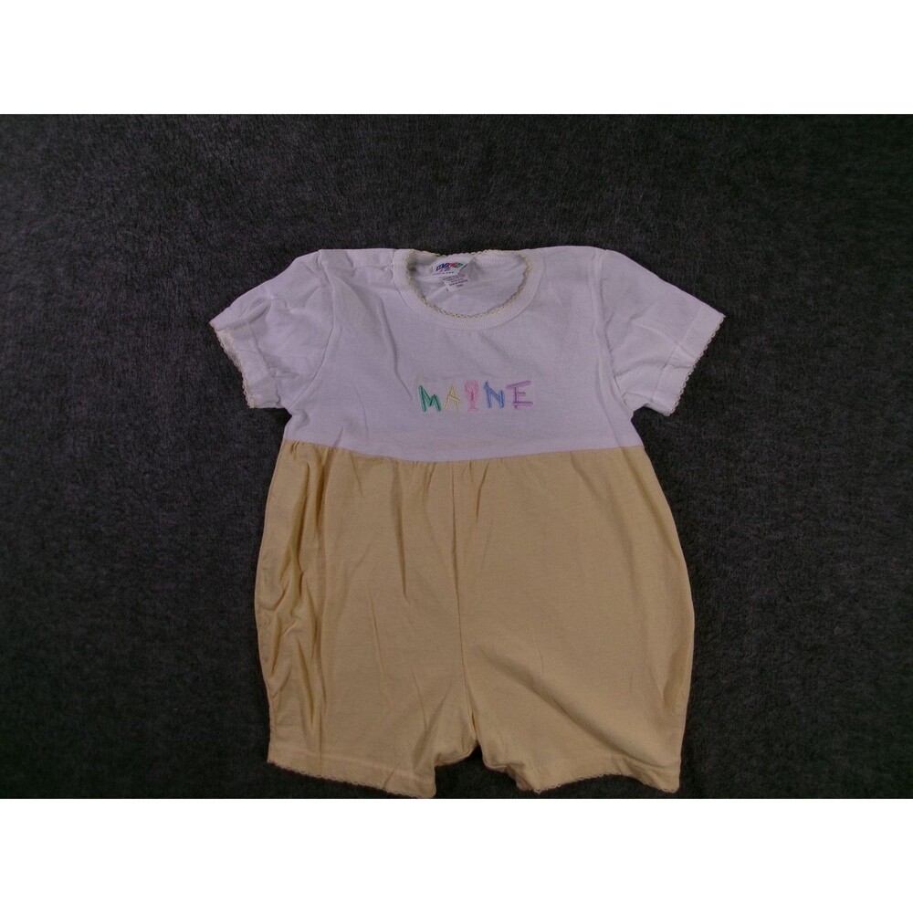 Rich Kids Baby 24M Yellow Short Sleeve Romper Maine Embroidered Made in USA